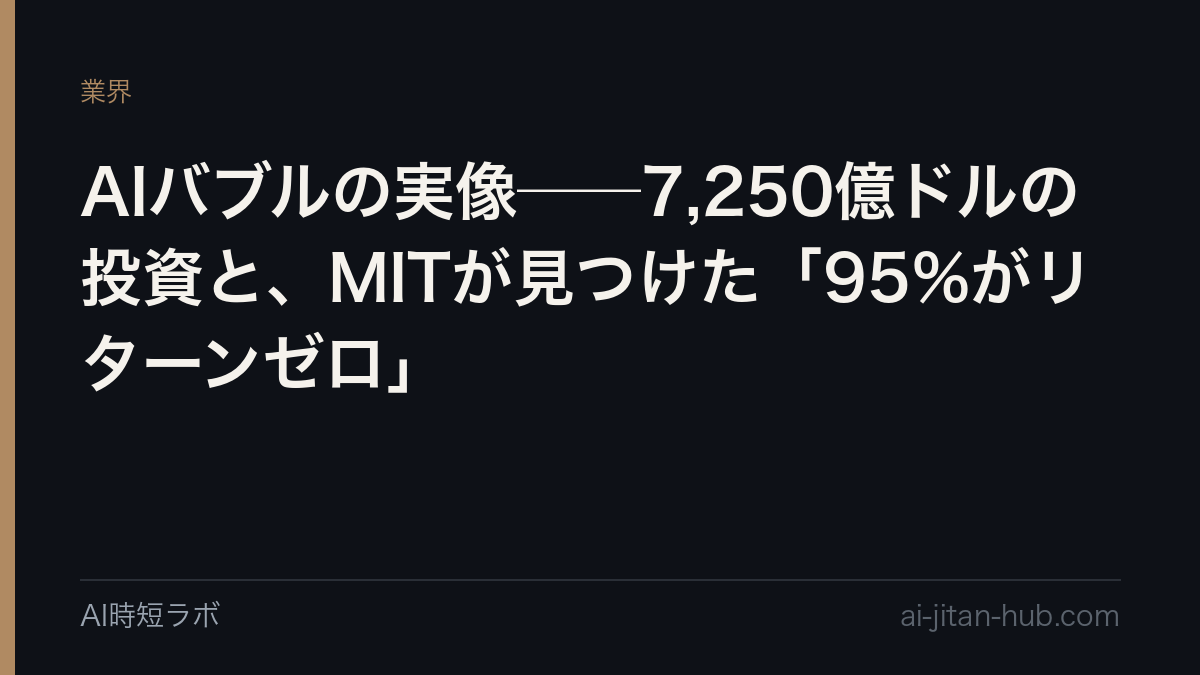 AIバブルの実像──7,250億ドルの投資と、MITが見つけた「95%がリターンゼロ」の記事画像