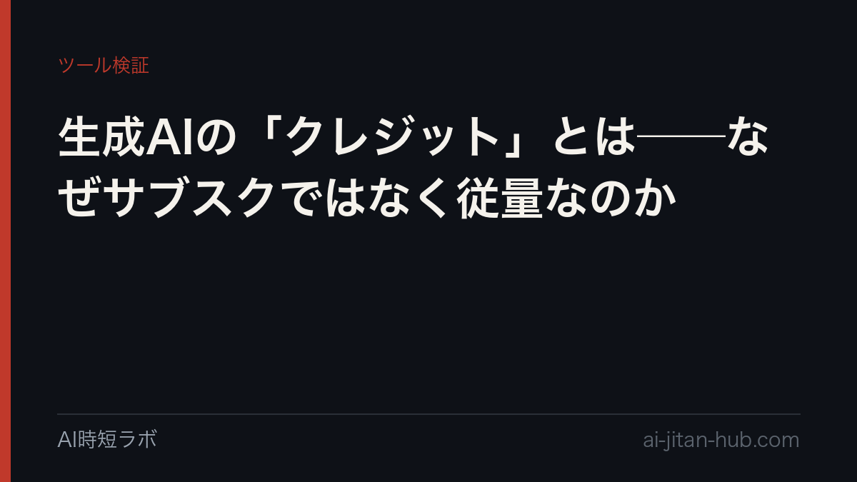 生成AIの「クレジット」とは──なぜサブスクではなく従量なのかの記事画像
