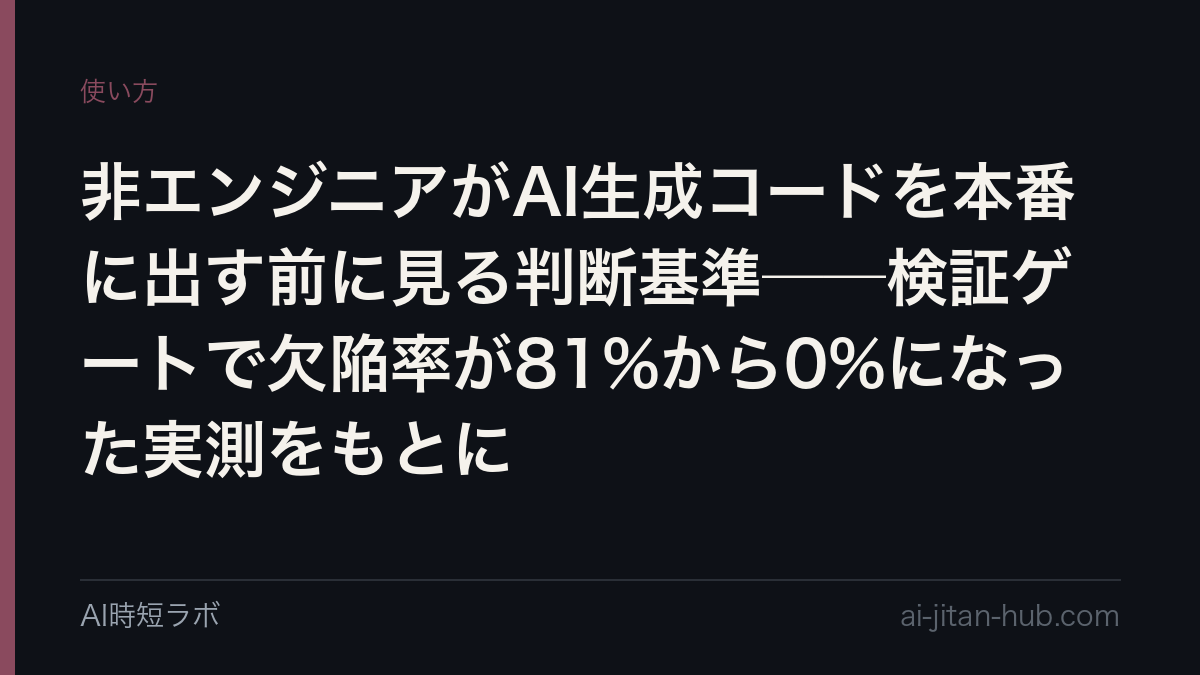 非エンジニアがAI生成コードを本番に出す前に見る判断基準──検証ゲートで欠陥率が81%から0%になった実測をもとにの記事画像