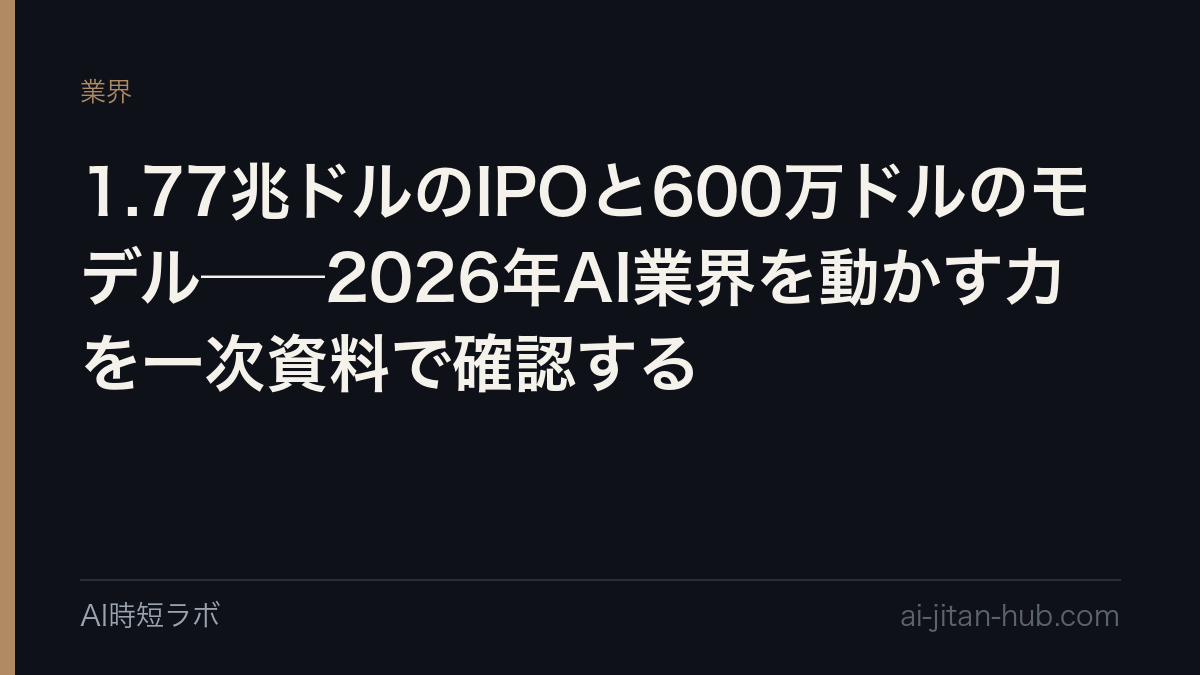 1.77兆ドルのIPOと600万ドルのモデル──2026年AI業界を動かす力を一次資料で確認するの記事画像