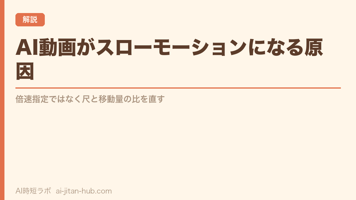 AI動画がスローモーションになる原因──倍速指定ではなく尺と移動量の比を直すの記事画像