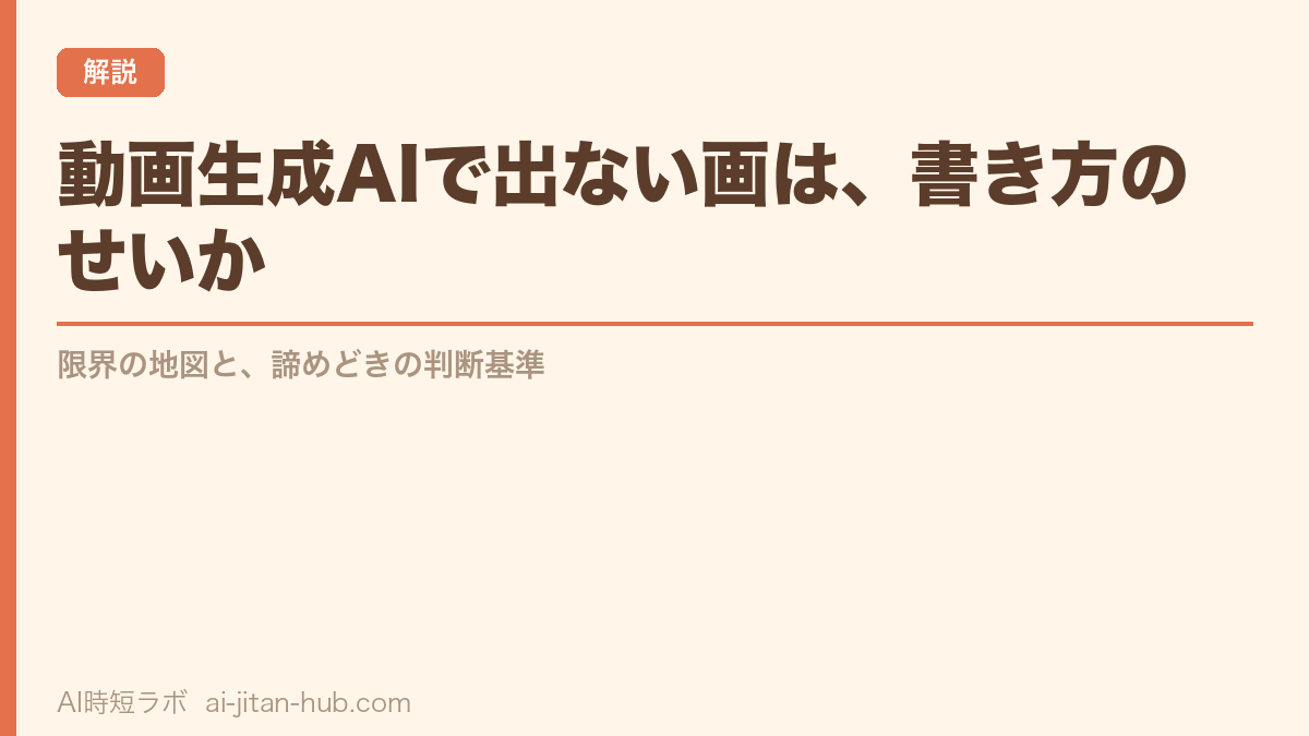 動画生成AIで出ない画は、書き方のせいか──限界の地図と、諦めどきの判断基準の記事画像