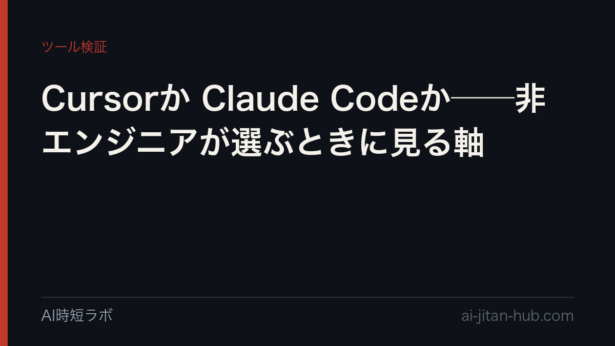 Cursorか Claude Codeか──非エンジニアが選ぶときに見る軸の記事画像