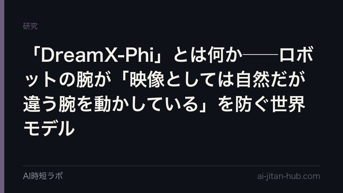 「DreamX-Phi」とは何か──ロボットの腕が「映像としては自然だが違う腕を動かしている」を防ぐ世界モデルの記事画像