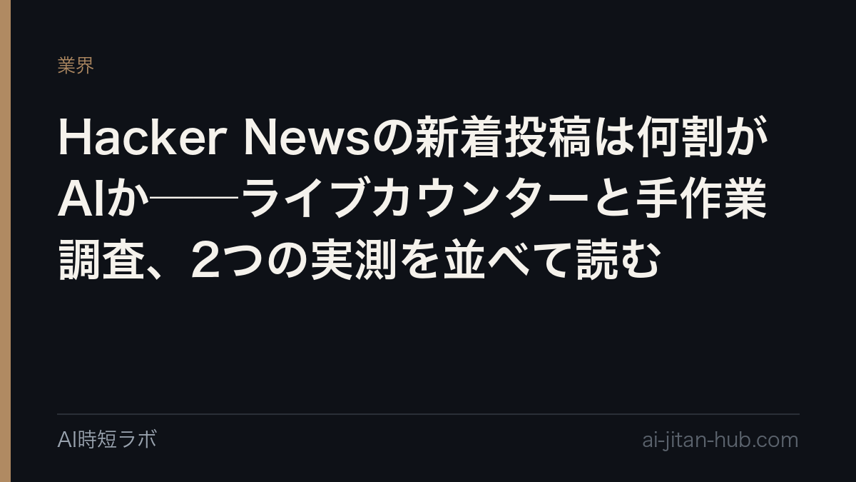Hacker Newsの新着投稿は何割がAIか──ライブカウンターと手作業調査、2つの実測を並べて読むの記事画像