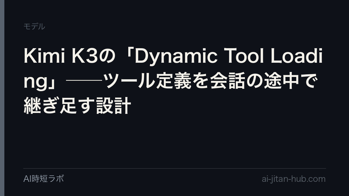 Kimi K3の「Dynamic Tool Loading」──ツール定義を会話の途中で継ぎ足す設計の記事画像