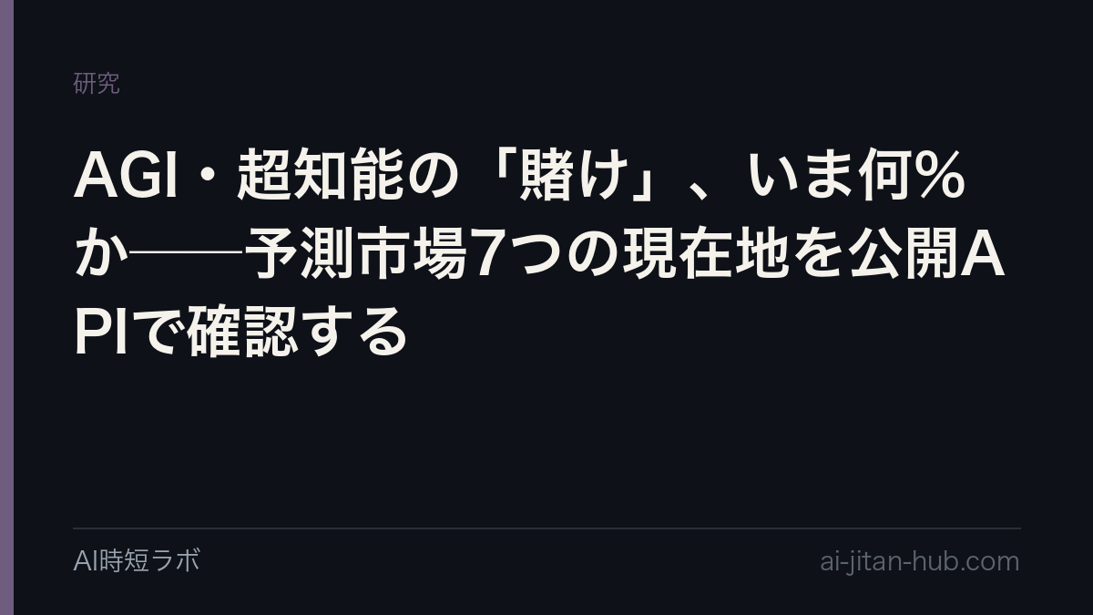 AGI・超知能の「賭け」、いま何%か──予測市場7つの現在地を公開APIで確認するの記事画像