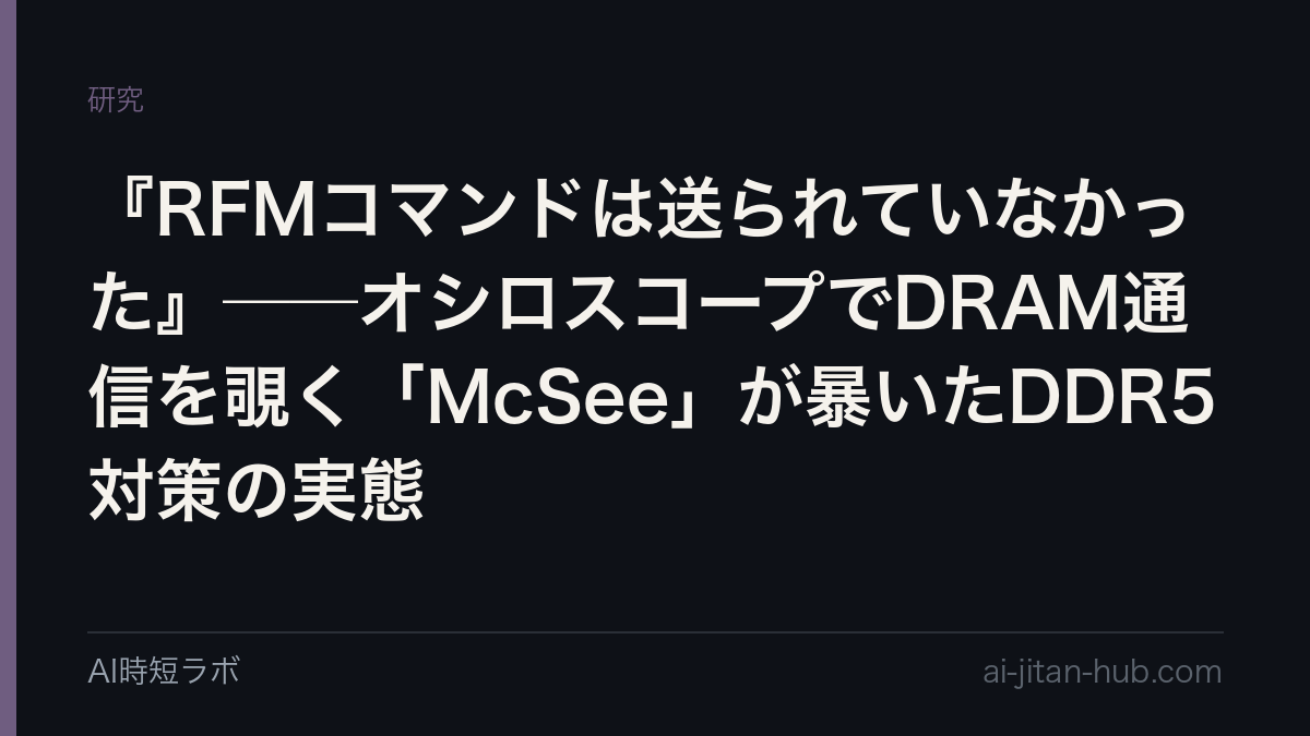 『RFMコマンドは送られていなかった』──オシロスコープでDRAM通信を覗く「McSee」が暴いたDDR5対策の実態の記事画像
