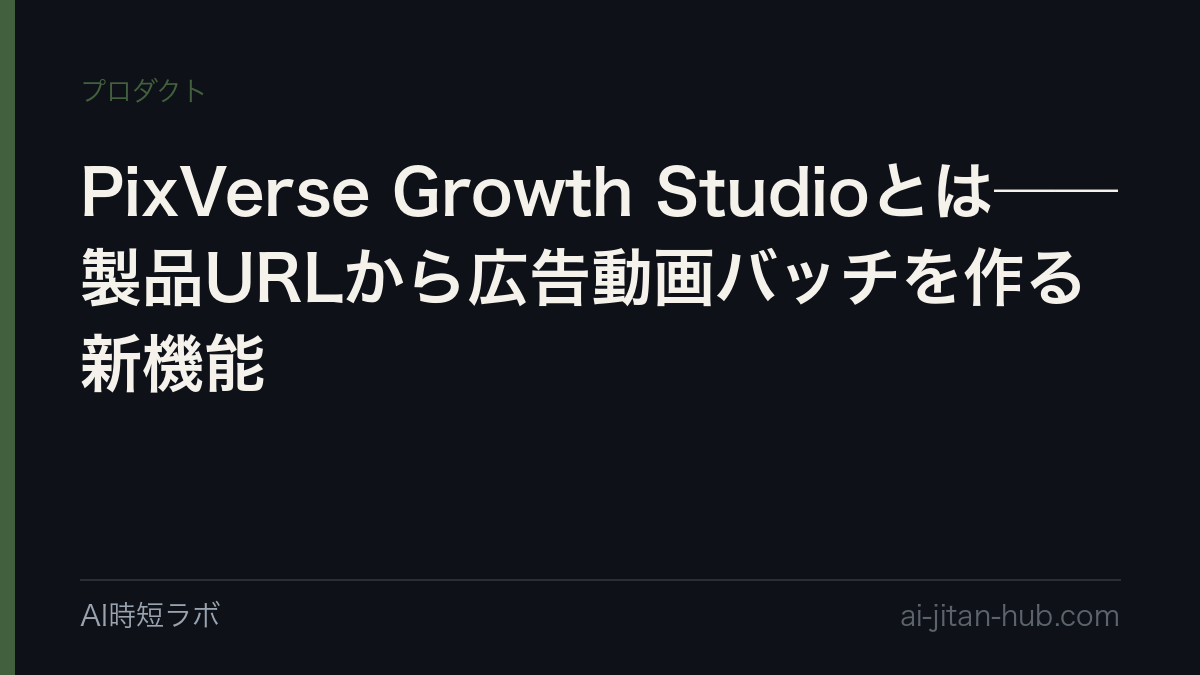 PixVerse Growth Studioとは──製品URLから広告動画バッチを作る新機能の記事画像