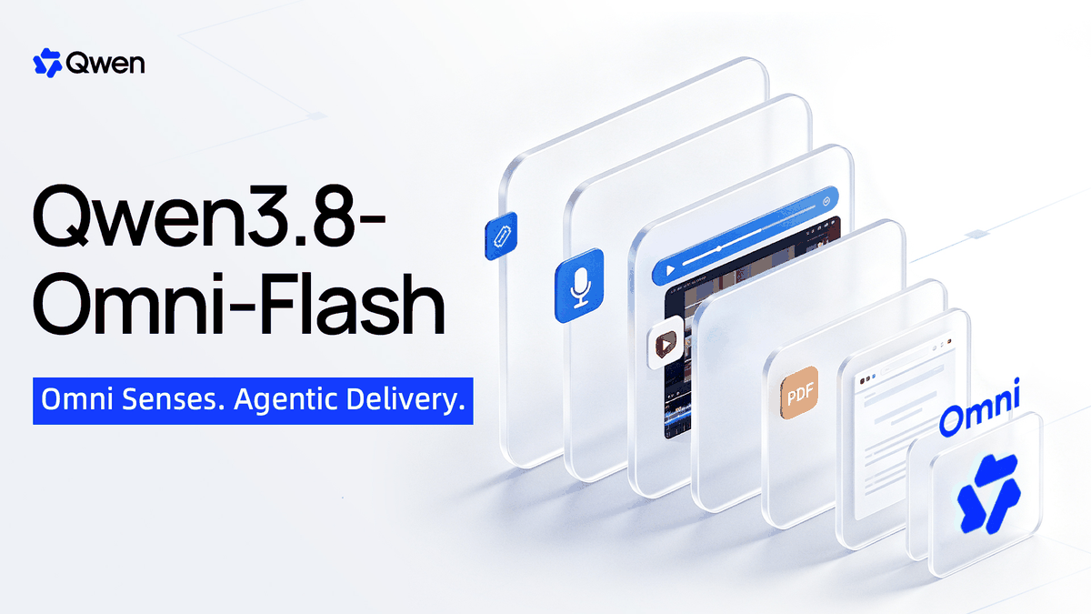 Alibaba、Qwen3.8-Omni-Flashを発表──音声1時間の入力が1セント未満、会議の文字起こしはDER 88.1→3.4、Gemini 3.8 Flashに音声で上・動画推論で下、重みは非公開の記事画像