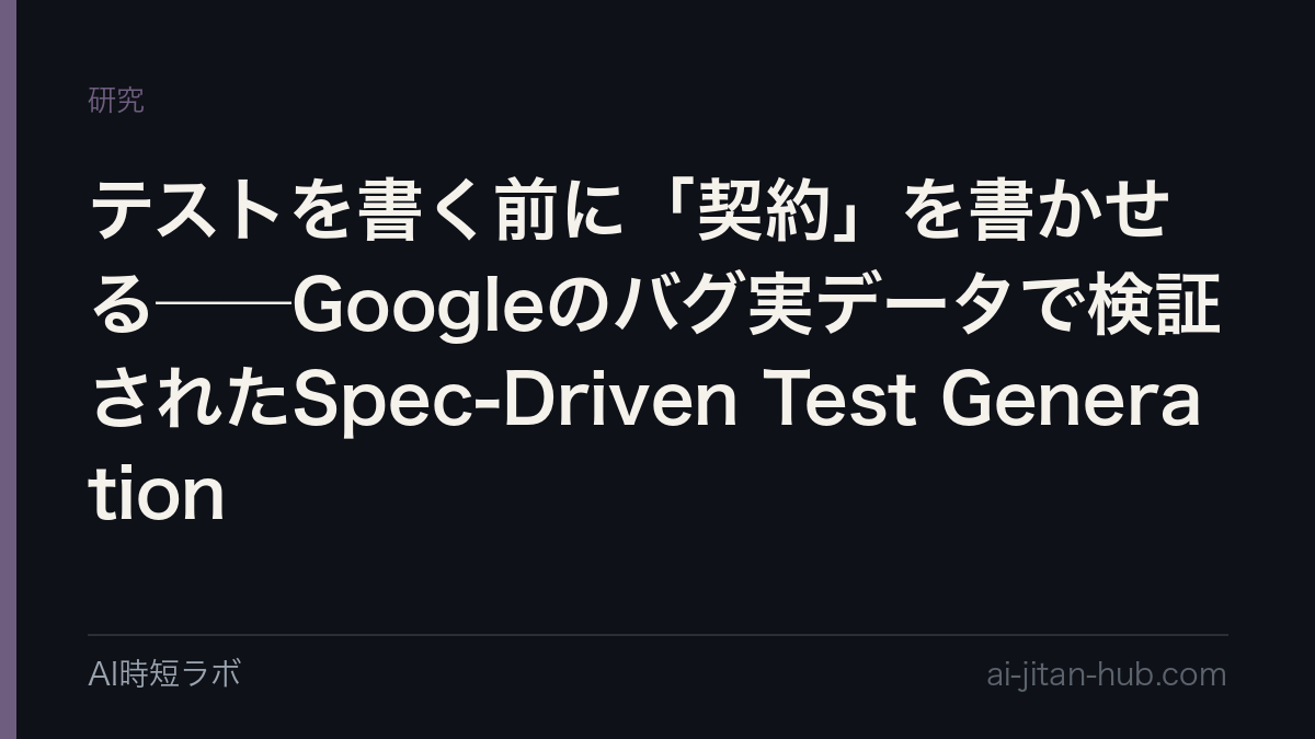 テストを書く前に「契約」を書かせる──Googleのバグ実データで検証されたSpec-Driven Test Generationの記事画像