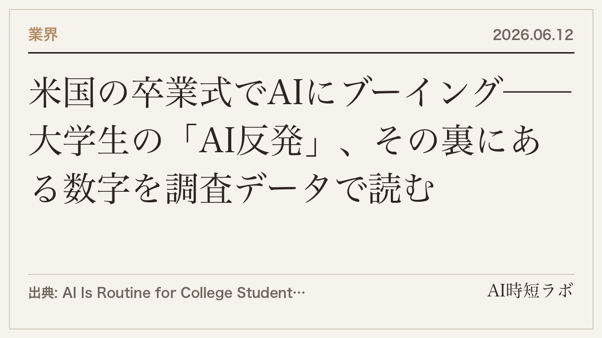 米国の卒業式でAIにブーイング──大学生の「AI反発」、その裏にある数字を調査データで読むの記事画像
