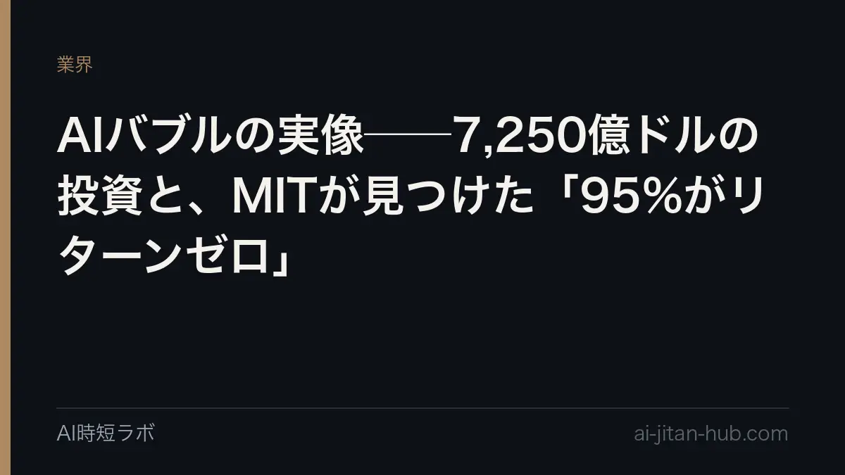 AIバブルの実像──7,250億ドルの投資と、MITが見つけた「95%がリターンゼロ」の記事画像