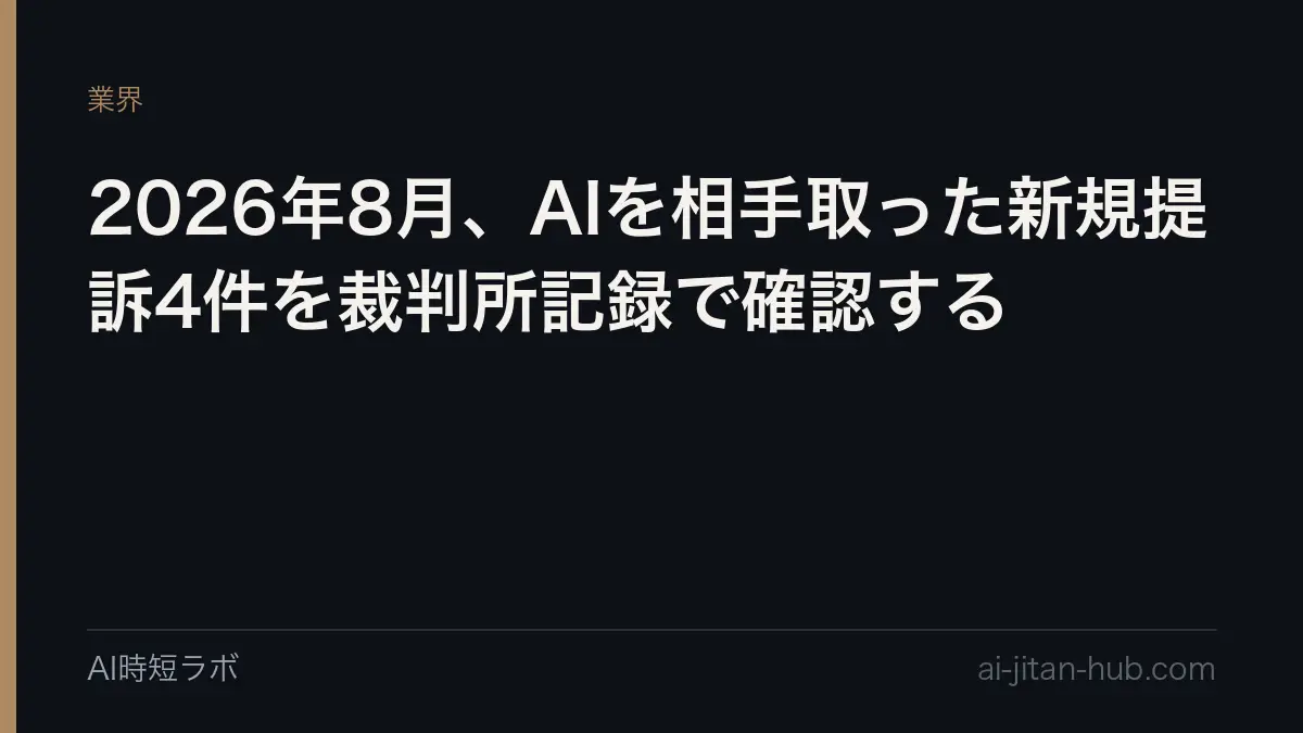 2026年8月、AIを相手取った新規提訴4件を裁判所記録で確認するの記事画像