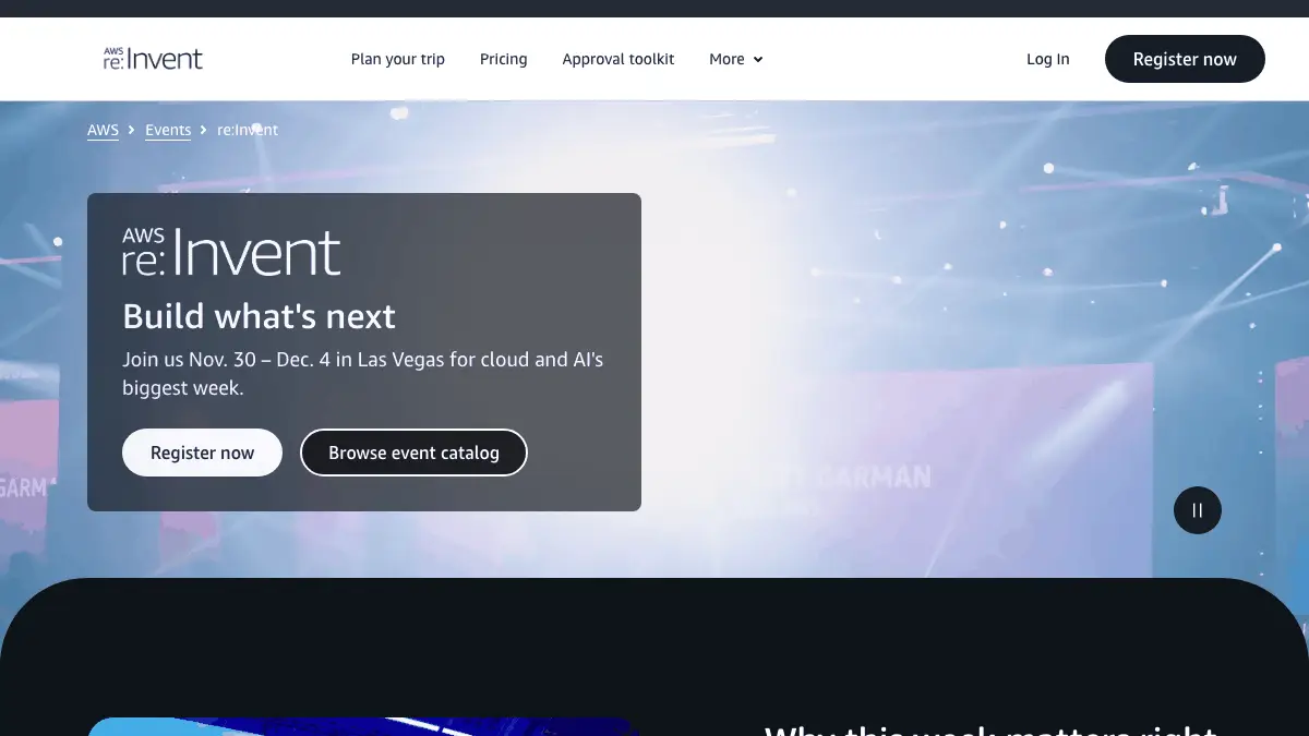 AWS re:Invent 2026──11/30-12/4開催、セッション2,200超。Emeraldスポンサーに今年はAnthropic・OpenAIの記事画像