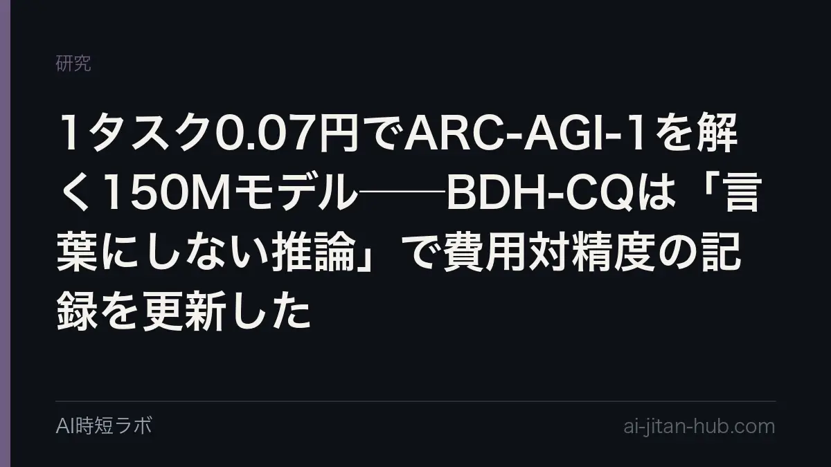1タスク0.07円でARC-AGI-1を解く150Mモデル──BDH-CQは「言葉にしない推論」で費用対精度の記録を更新したの記事画像