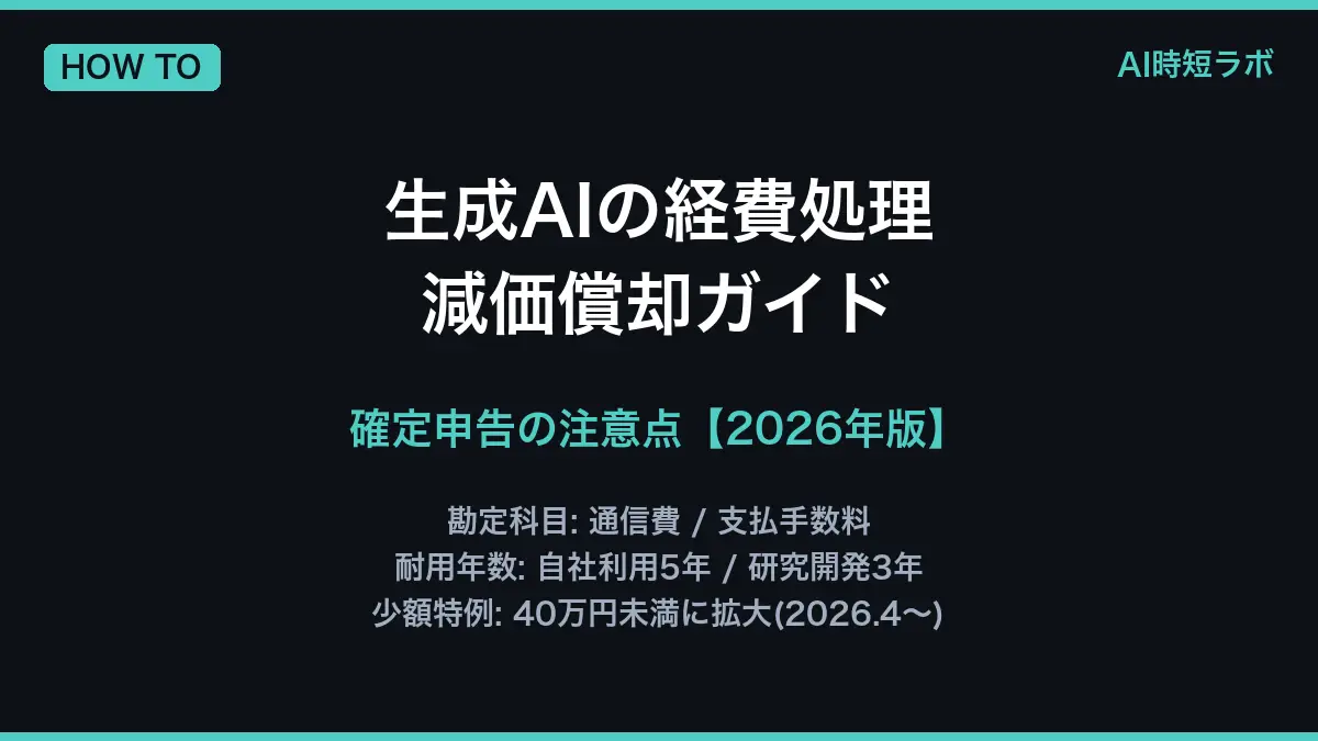 生成AIの経費・減価償却ガイド──確定申告の注意点【2026年】の記事画像