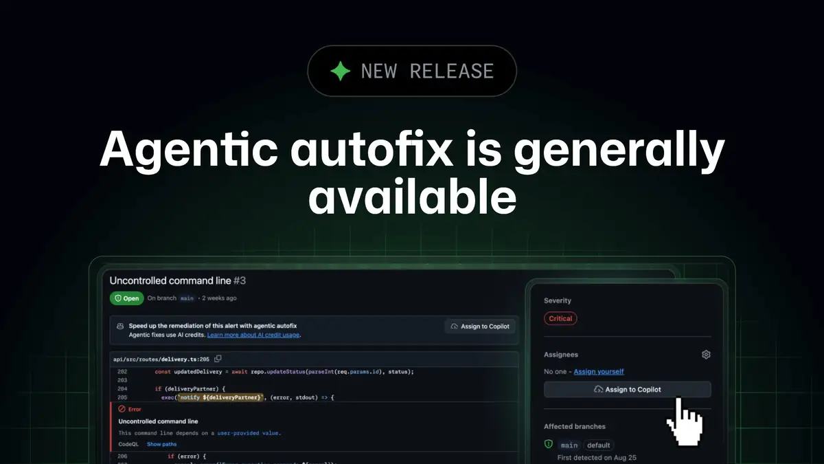 GitHub、コードスキャンの警告をCopilot（コパイロット）に任せる「Agentic autofix」を一般提供──CodeQLで再検証してからプルリクエストを作成、料金はAIクレジットとActions分数の記事画像