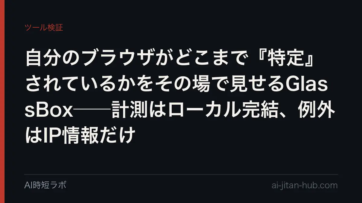 自分のブラウザがどこまで『特定』されているかをその場で見せるGlassBox──計測はローカル完結、例外はIP情報だけの記事画像