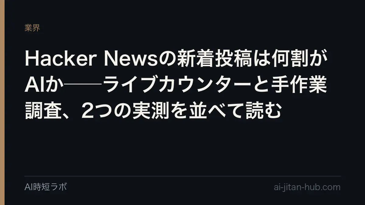 Hacker Newsの新着投稿は何割がAIか──ライブカウンターと手作業調査、2つの実測を並べて読むの記事画像