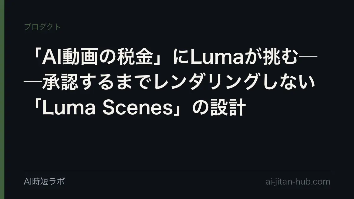 「AI動画の税金」にLumaが挑む──承認するまでレンダリングしない「Luma Scenes」の設計の記事画像