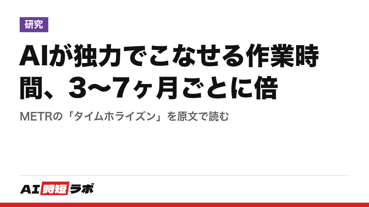 AIが独力でこなせる作業時間、3〜7ヶ月ごとに倍──METRの「タイムホライズン」を原文で読むの記事画像