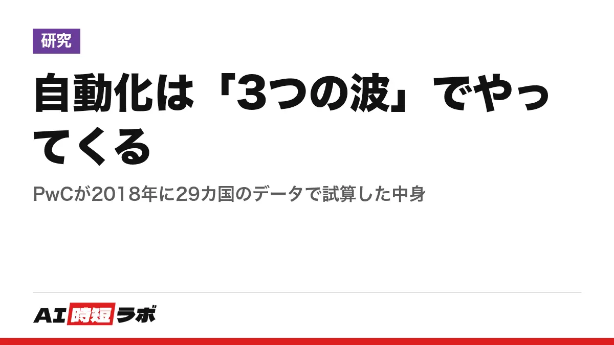 自動化は「3つの波」でやってくる──PwCが2018年に29カ国のデータで試算した中身の記事画像