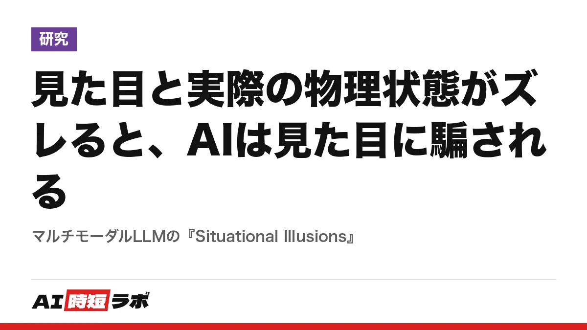 見た目と実際の物理状態がズレると、AIは見た目に騙される──マルチモーダルLLMの『Situational Illusions』の記事画像