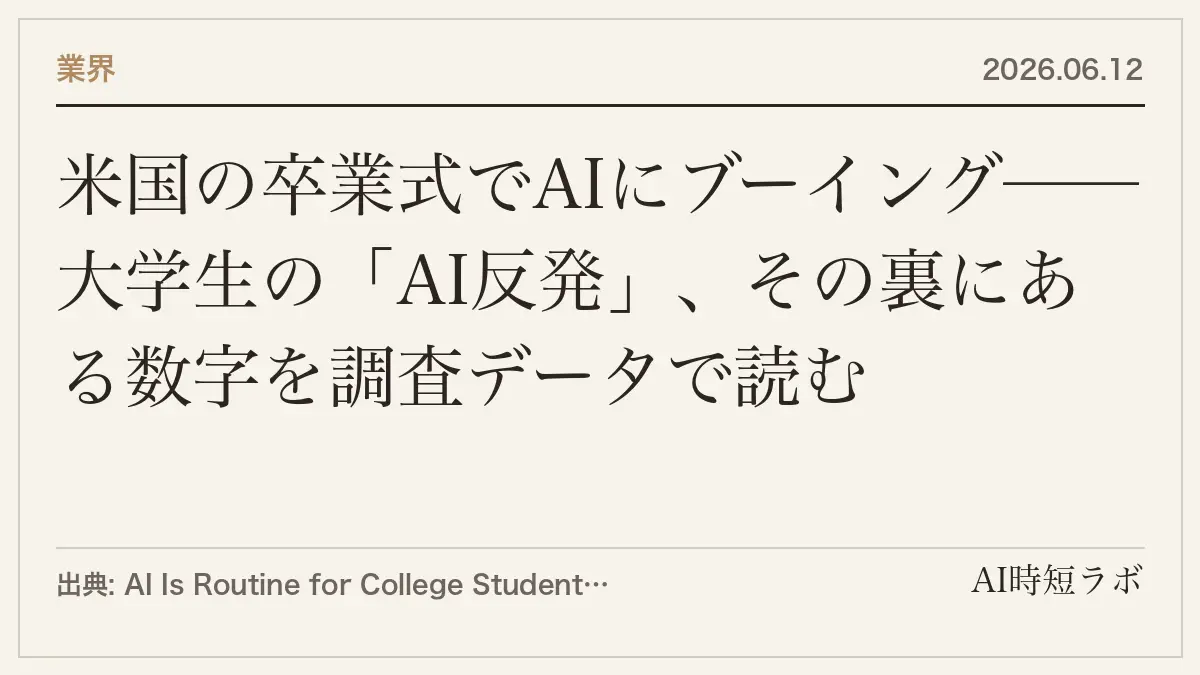 米国の卒業式でAIにブーイング──大学生の「AI反発」、その裏にある数字を調査データで読むの記事画像